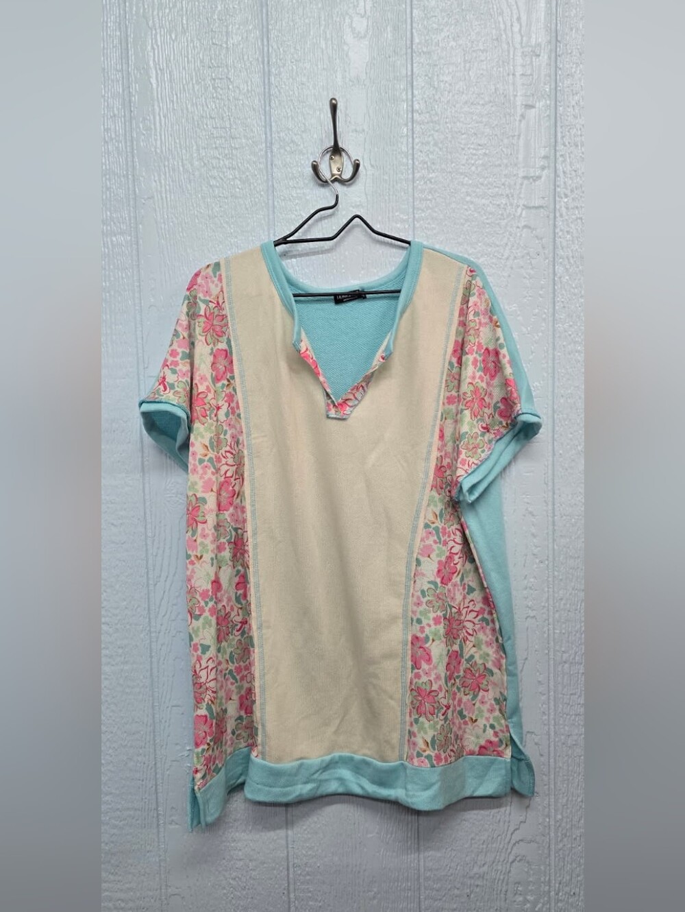 New 3X HEIMISH USA Light Aqua Knit Short Sleeve Top